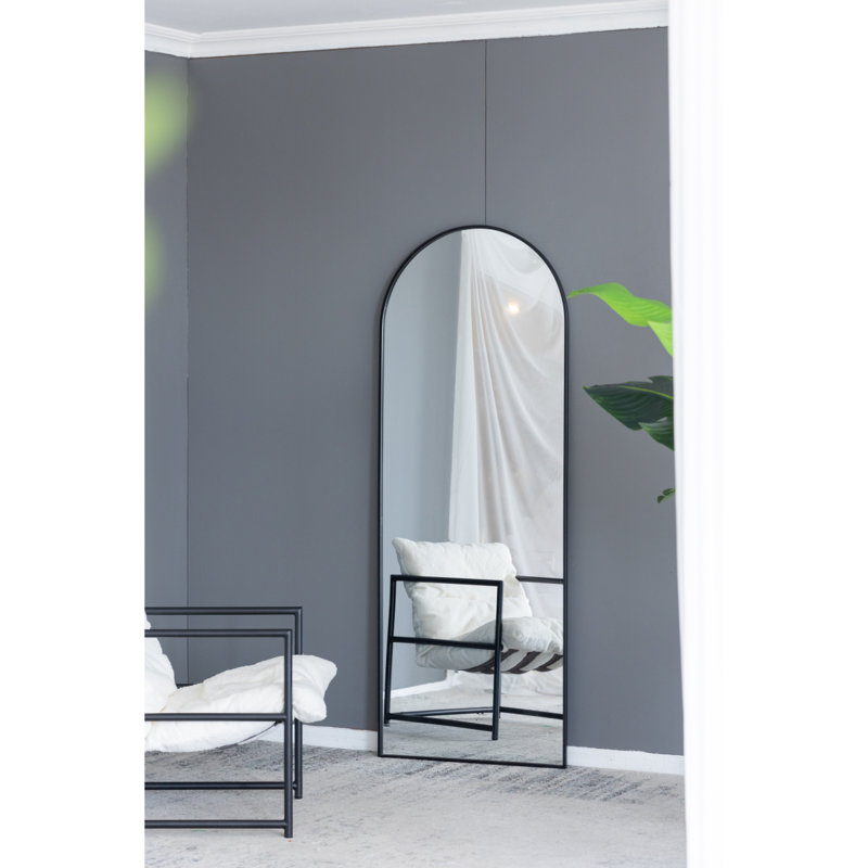 28X1x74" Celine Black Arch Body Mirror, Black