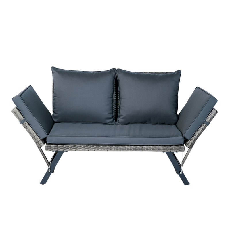 Patio Wicker Side Foldable Bench with Cushion for Outdoor and Indoor Use, Durable and Stylish Seating Solution