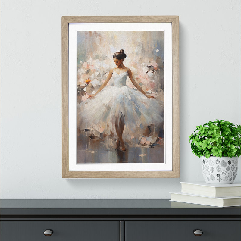 Ballet Dancer Art Informel Art - Framed Print, Oak Framed, 64cm H x 46cm W