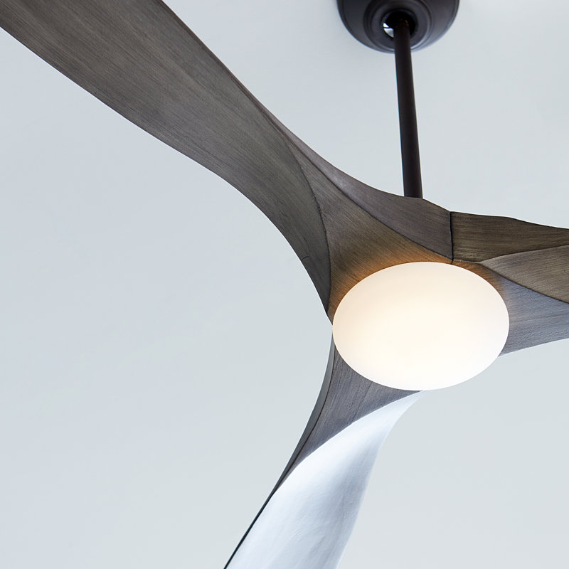 LED Downrod Ceiling Fan, Aged Pewter with Grey Weathered Oak Blades, 60 inches