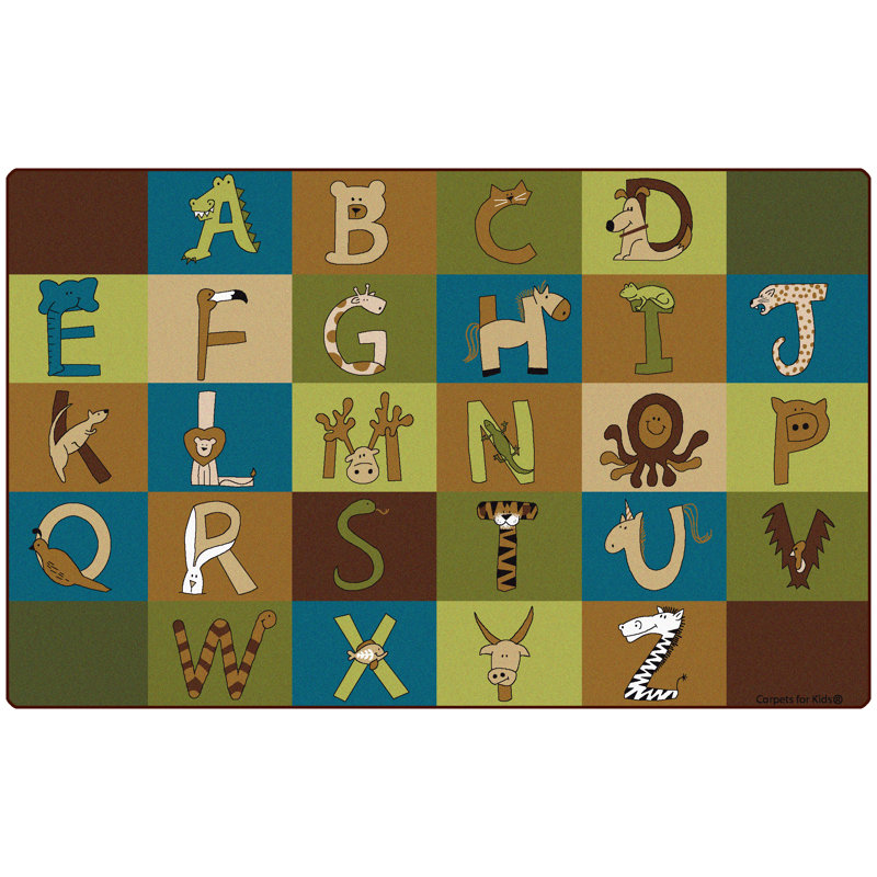Tapis brun / bleu / vert capitonné Animal Literacy
