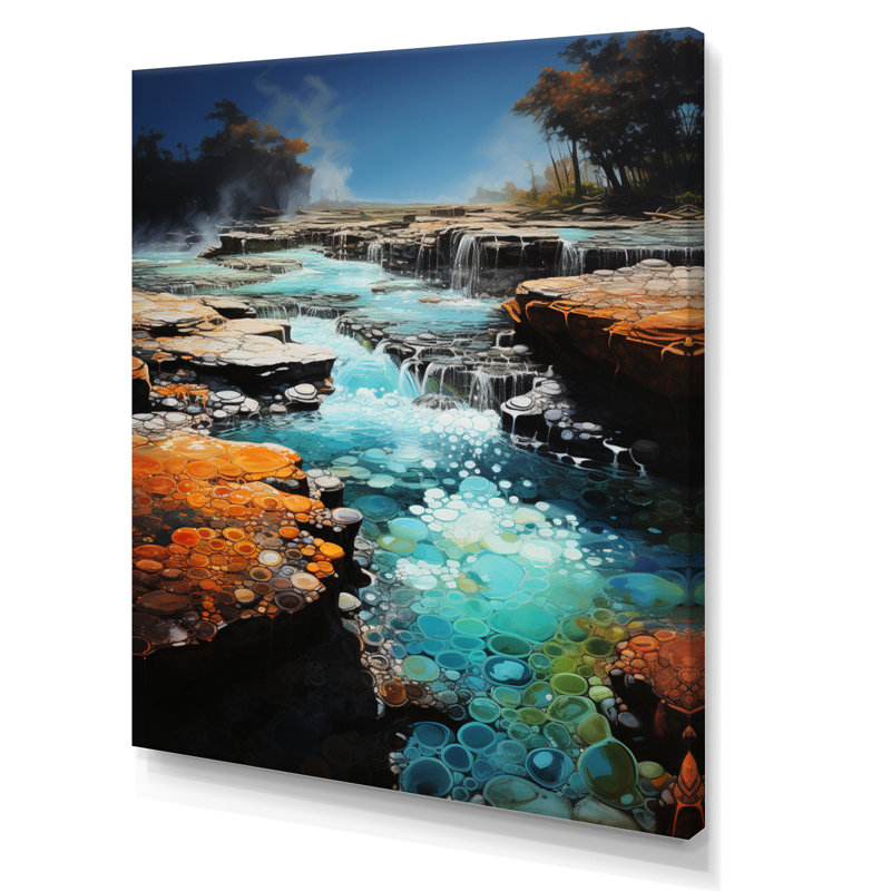 Geyser Sutherby éclatant d'azur Patchwork II, H 40 po x l 30 po x P 1,5 po, Toile tendue