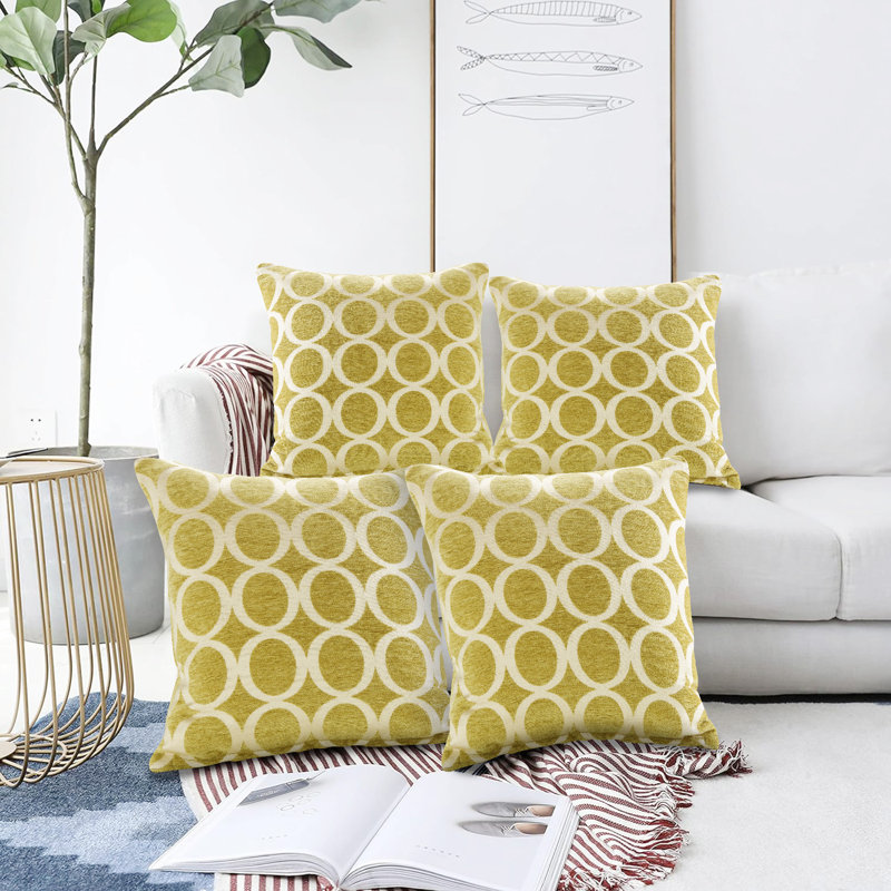 Broward Oh Geometric Cushion with Filling, Lime, 45cm H x 45cm W x 15cm D