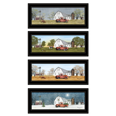Set Of Four Billy Jacobs Four Seasons Collection V 4-Piece White Frame White Framed Print Wall Art