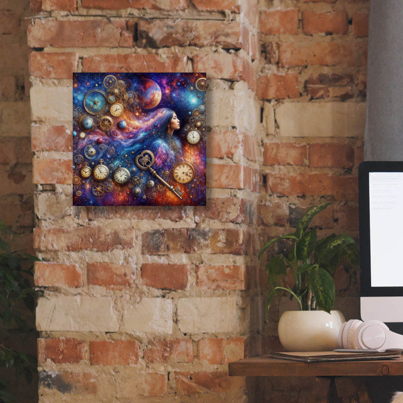  «Celestial Time Keeper 2» par Rey Klimt, art mural sur toile, H 12 po x l 12 po