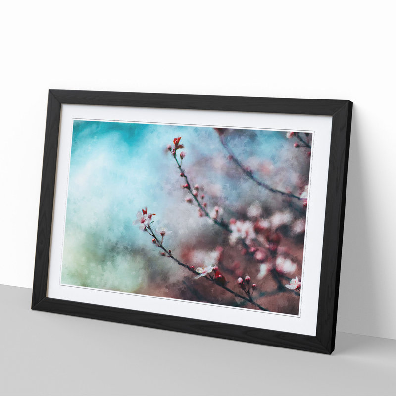 Pale Pink Cherry Blossom Tree - Framed Print, 36cm H x 48cm W x 2cm D, Black Framed