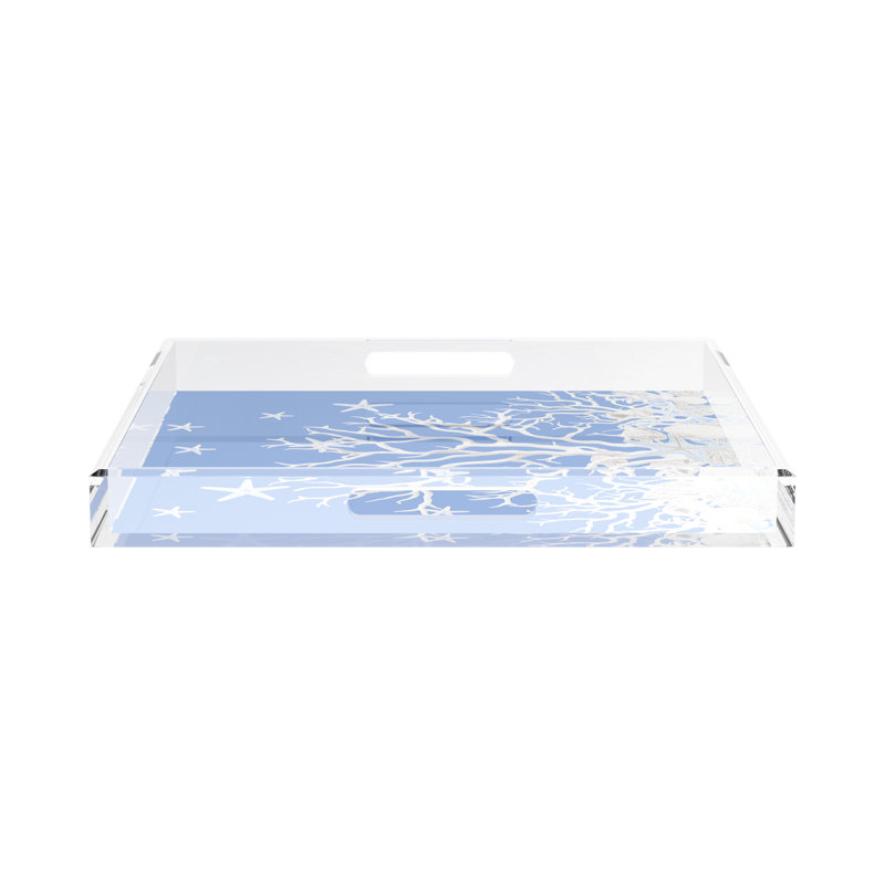 Plateau décoratif carré en acrylique Coral Reef, Bleu, L 18 po x P 18 po x H 2 po