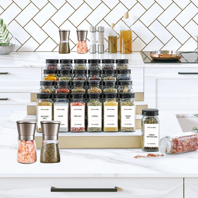 24PCS Spice Jars and 2PCS Pepper Grinder