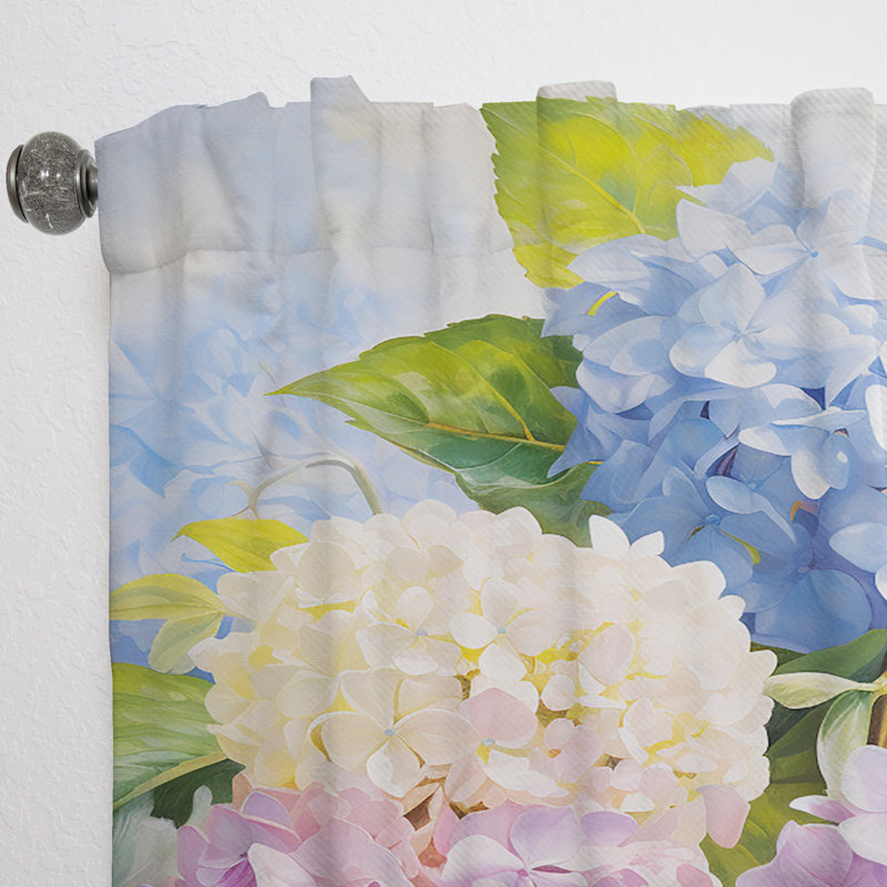 Hydrangées bleues et mauves éternelles fleurs I - rideau en velours traditionnel - obscurcissant - 1 panneau