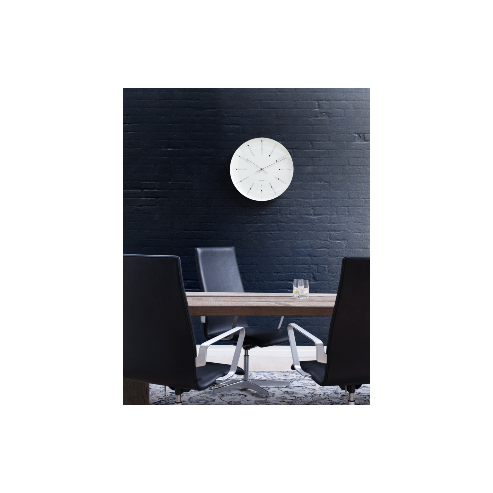 Bankers Metal Wall Clock, Extra Large, White/Black/Red