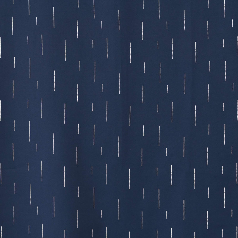 Foil Print Striped Blackout Thermal Insulated Grommet Curtains (Set of 2), Navy Blue, 42" W x 45" L