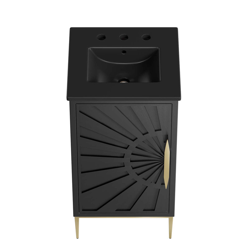 Awaken Black and Gold 18" Bathroom Vanity with Ceramic Sink