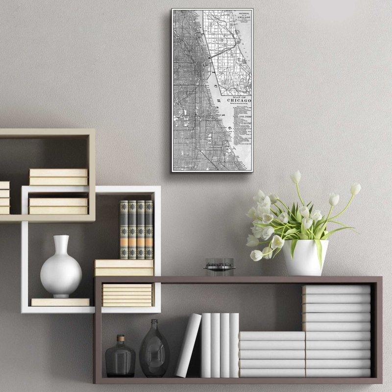 «Tinted Map of Chicago» par Vision Studio, art mural en verre acrylique, H 24 po x l 12 po x P 0,2 po