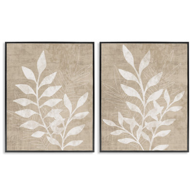 «Boho Botanical Leaf Silhouette», ensemble de 2 giclées encadrées par Natalie Carpentieri