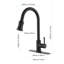 Robinet de cuisine à poignée simple noir mat, acier inoxydable avec fonction de jet rétractable pour une utilisation facile, robinet d'eau en noir, pivotant sur 360 ° sans effort-1097671682