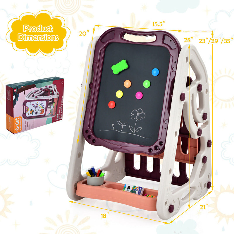 Gymax Adjustable Easel, Brown