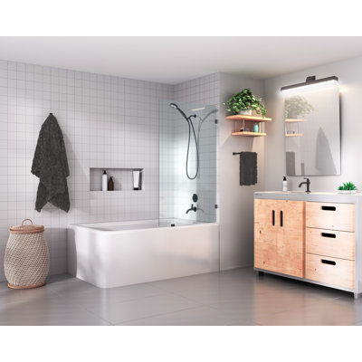 Vela 33 in. x 58.25 in. Frameless Single Fixed Bath Panel