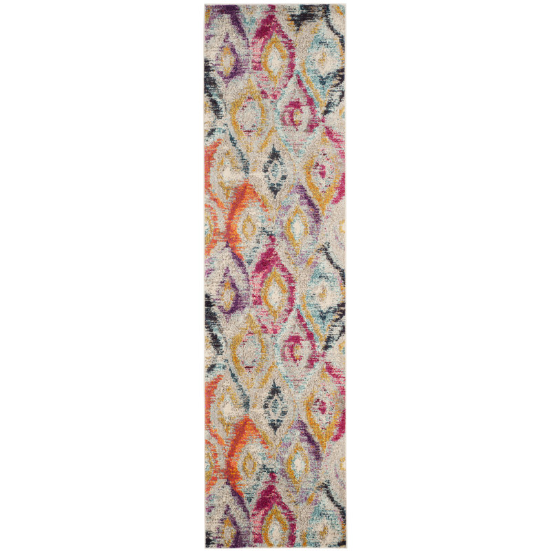 Tapis à motif géométrique Theresa Performance, Tapis de couloir 2 pi 2 po x 6 pi