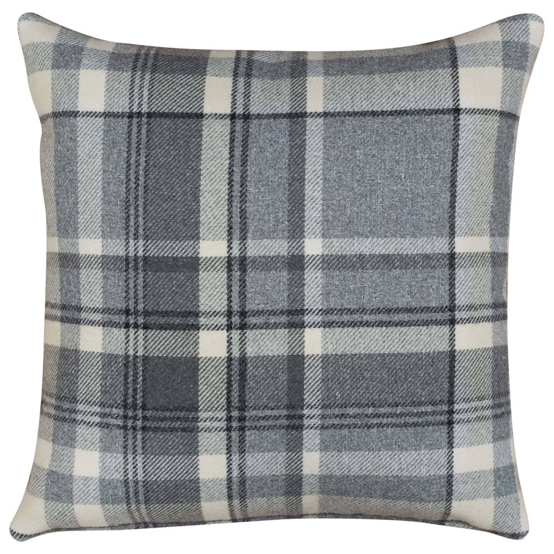 Plaid Grey Cushion, Cover only, 43x43cm