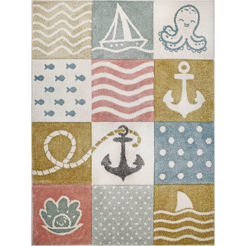 Tapis pour chambre d'enfant Mignon nautique océan moderne décor chambre de bébé tapis de jeu