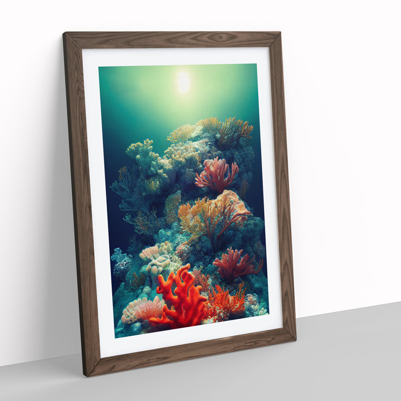 Sensational Coral Reef - Framed Print, 34cm H x 25cm W x 2cm D, Walnut