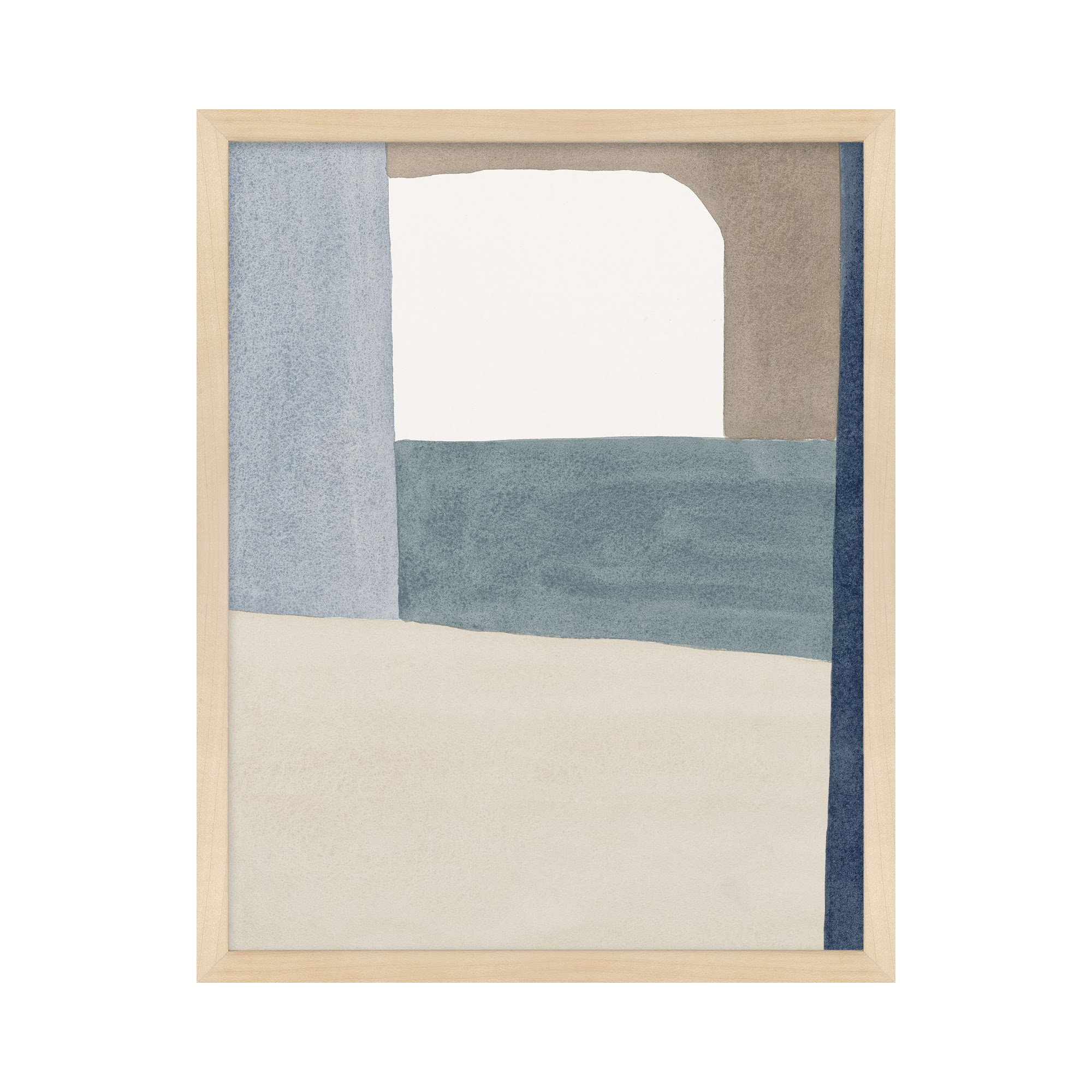 The Balance Of Taupe And Indigo 1 by Julia Balfour, 25" x 20" x 1.25", Brown Frame Paper
