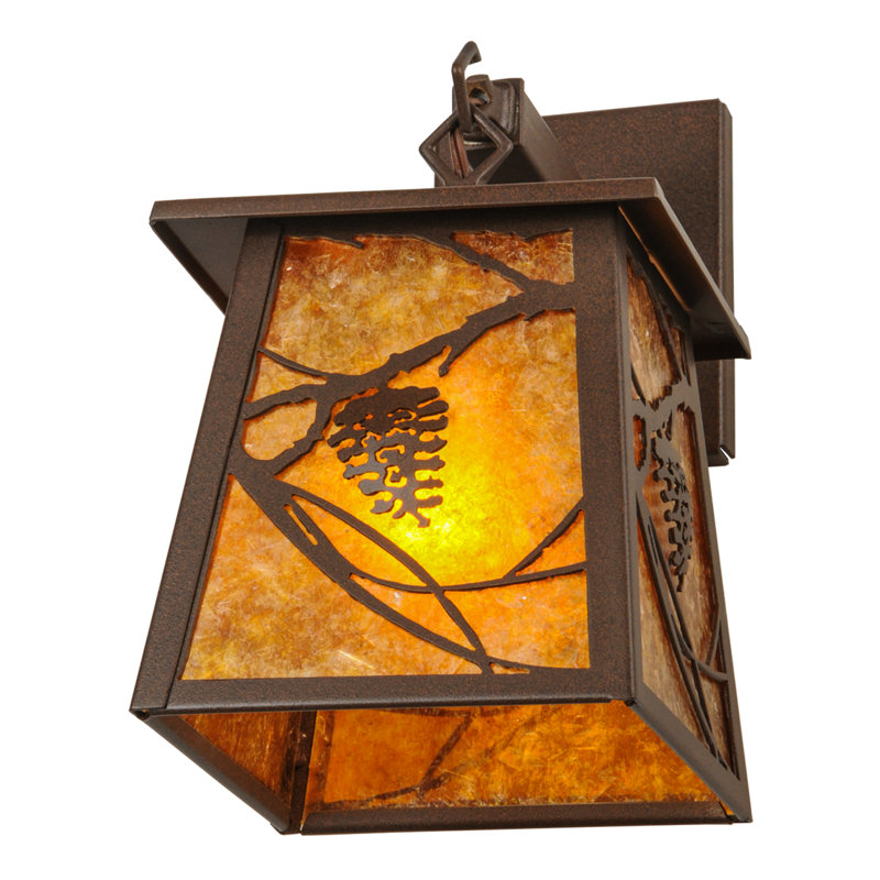 Lanterne murale d'extérieure, Mica de couleur ambrée, Café noir