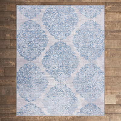 Jessa Ikat Gray/Blue Area Rug
