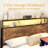 Queen Bed Frame with Storage Drawers , Metal Bed Frame with 2-Tier Storage Headboard & Built-in Charging Station & LED, Noise-Free, No Box Spring Needed, Easy Assembly, Retro Brown-197321413-197321412