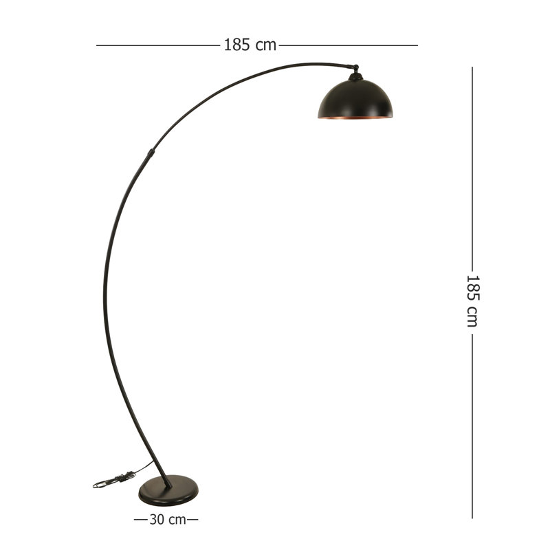 Marlie 185cm Arched Floor Lamp, Black