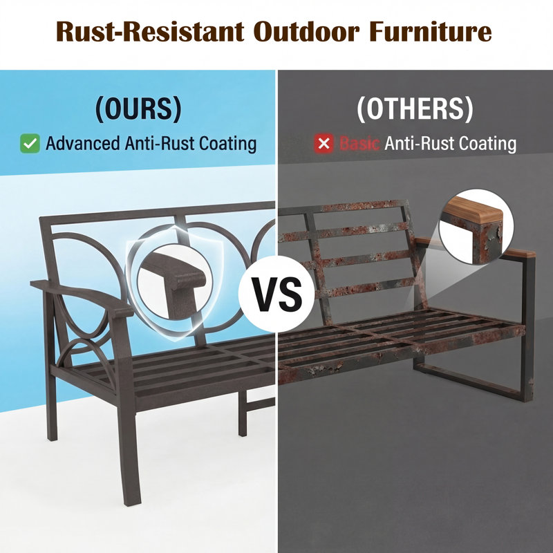 Outdoor Furniture Set with 4" Cushions, 9-Person All-Weather Metal Frame Patio Furniture Set, 7-Piece Outdoor Patio Set with Ergonomic Back Support