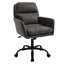 Chaise de bureau grise réglable en cuir PU, avec structure métallique haute résistance et hauteur confortable adaptée à une coiffeuse.-551238220-551238193-551238192