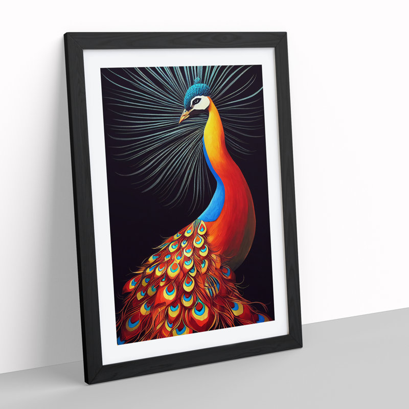 XV1022-2625X Luscious Peacock - Single Picture Frame Print, Black, 34cm H x 25cm W x 2cm D
