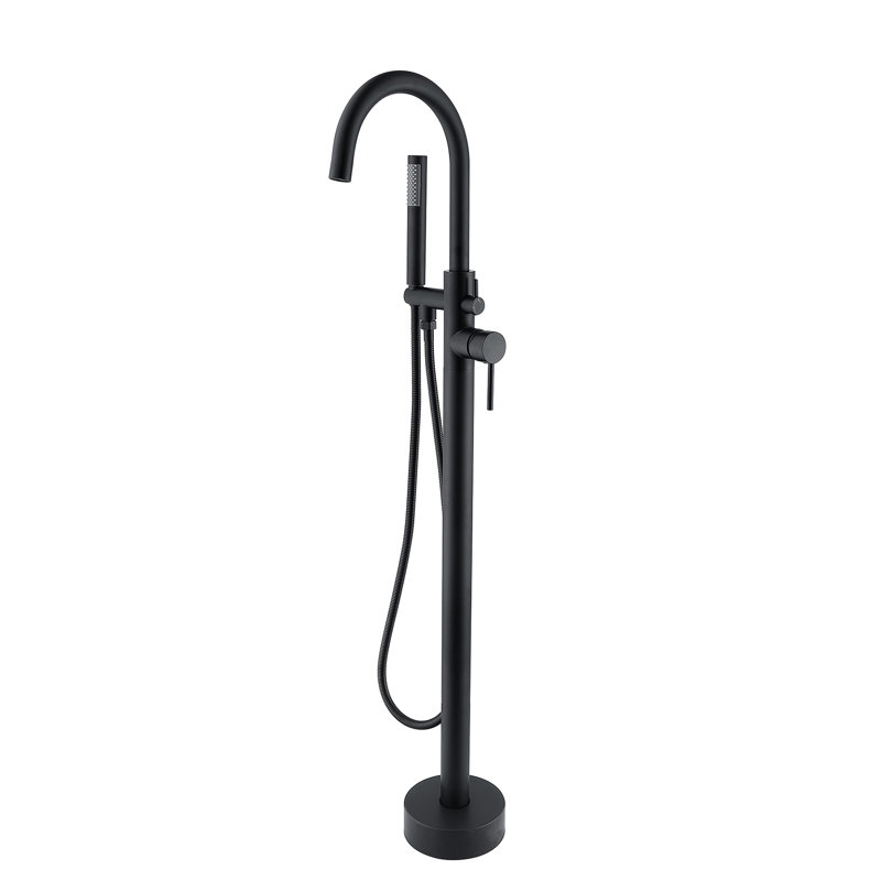 Robinet de baignoire autoportant noir mat avec douche à main, 15 po Dimensions de la douche moderne