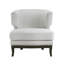 Fauteuil contemporain à dossier demi-tonneau avec revêtement gris bouclé, garniture cloutée et siège à ressorts ensachés