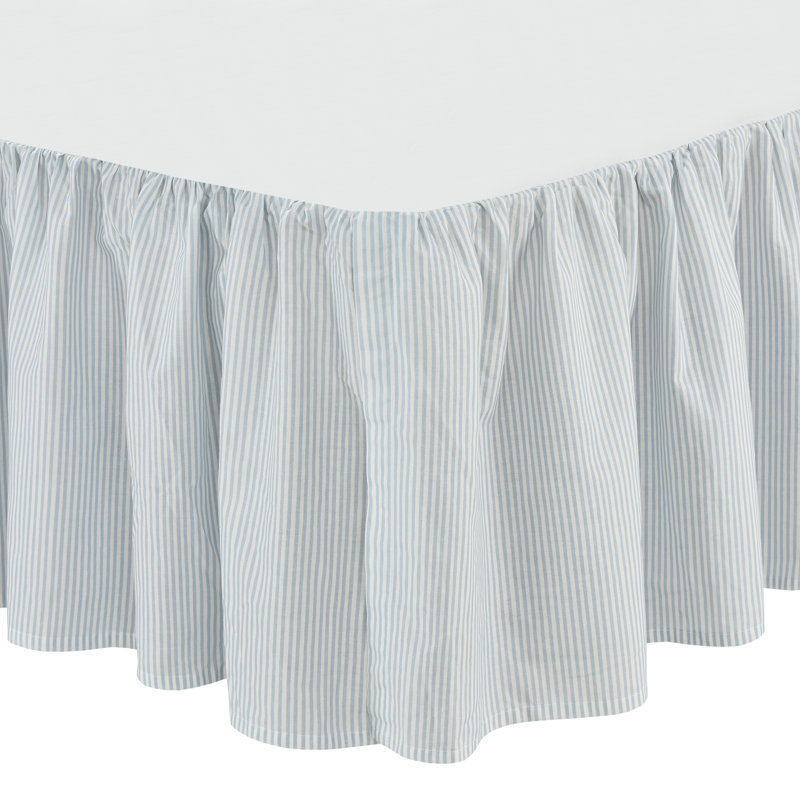Cecelia Blue Pinstripe Cotton California King Bed Skirt