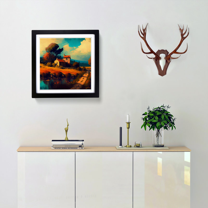 Landscape Post-Impressionism - Single Picture Frame Print on Wood, Black