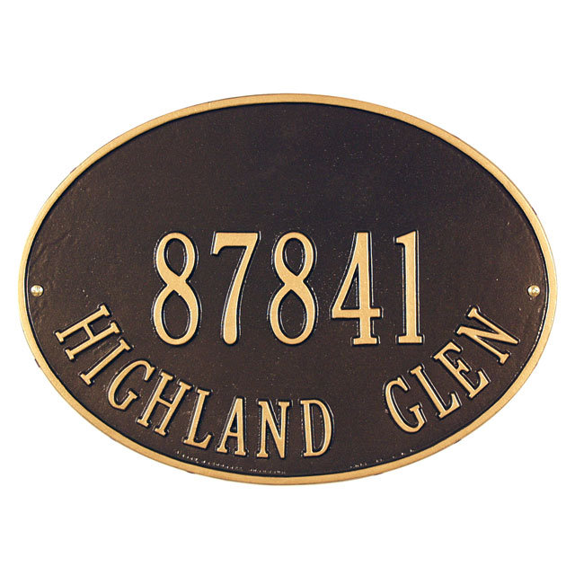 Hawthorne 2-Line Wall Address Plaque, Bronze and Gold, Yes
