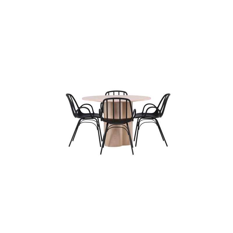 Rutland 4 - Person Dining Set, Black, Black, White