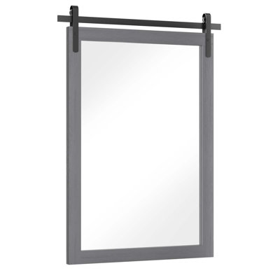 Rectangle Solid Wood Modern Farmhouse Accent Mirror  Flat Wall Mirror