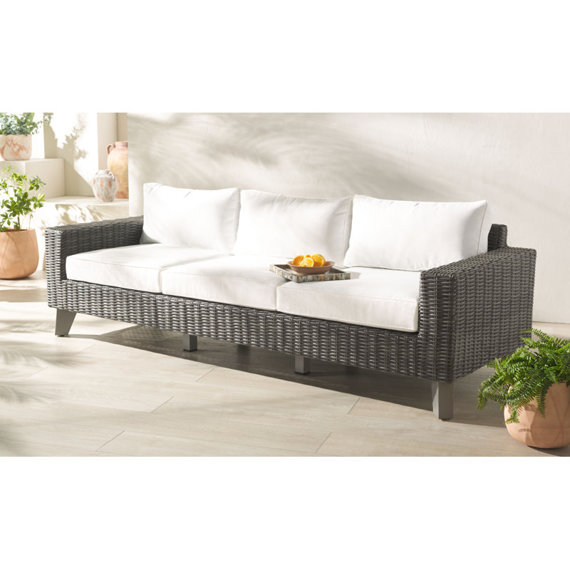 Margarita Wicker Patio Sofa, Dark Gray