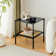 Square End Table with Rattan Storage Shelf