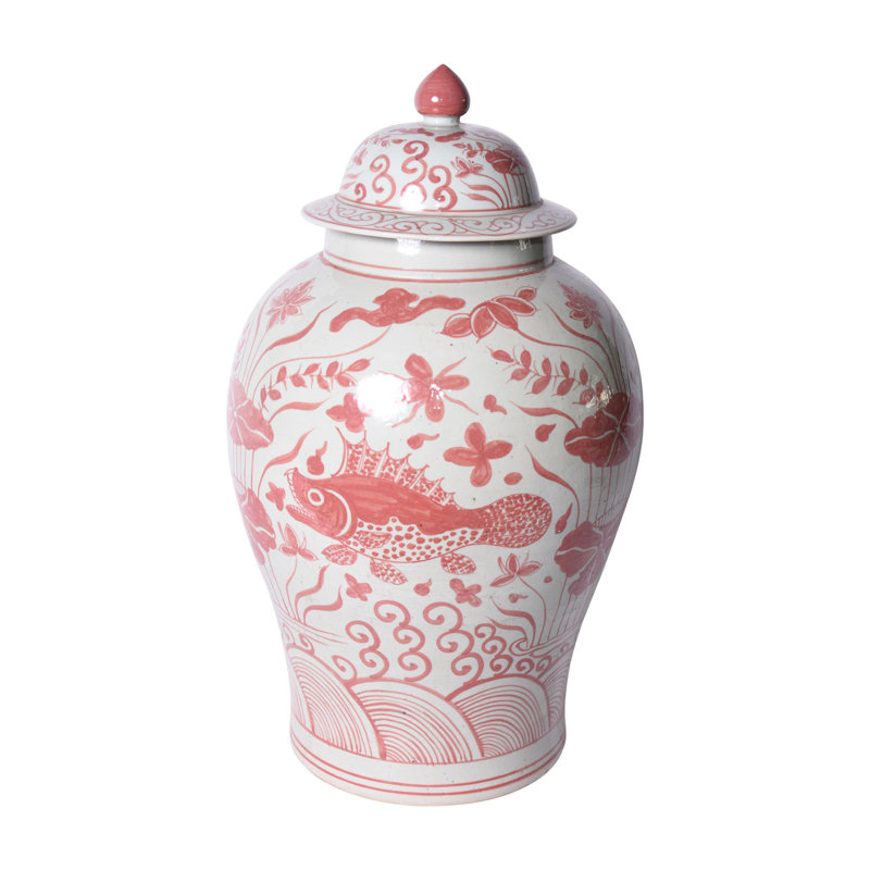 Pot de porcelaine d’intérieur/d’extérieur rouge/blanc 21 po