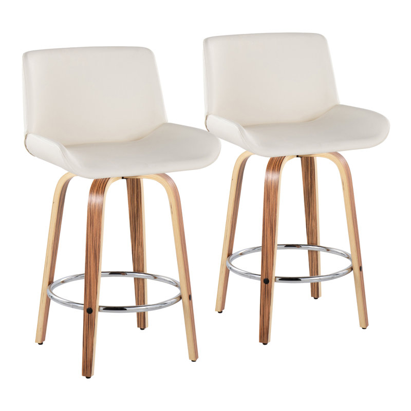 Santi Fixed-Height Stool - Set Of 2, White, Counter Stool (24” Seat Height)