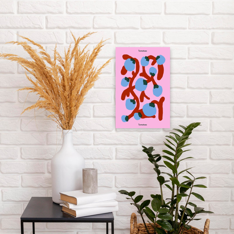 «Whimsical Blue Tomatoes», art mural, H 18 po x l 12 po