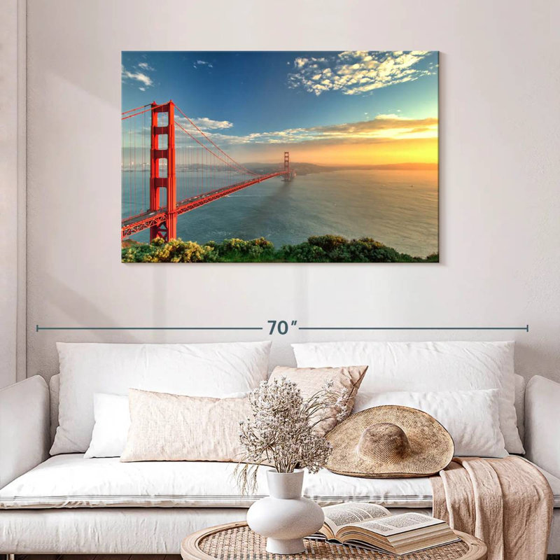 Lilie Golden Gate Bridge, coucher de soleil, H 30 po x l 45 po
