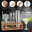 Ensemble bistro avec support Mixology | Ensemble 17 pièces shaker à cocktail | Ensemble de mélangeur à boisson 28 oz Boston Shaker avec tous les accessoires essentiels | Cadeau amusant de pendaison de crémaillère (argent)