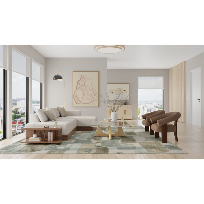 Ludo Modern Abstract Green Area Rug, Rectangle 8' x 10