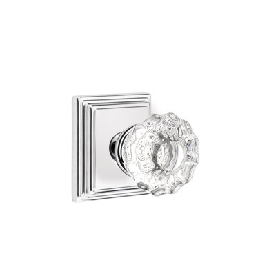 Ensemble de boutons de passage Emtek avec rosette Wilshire et poignée en verre Astoria