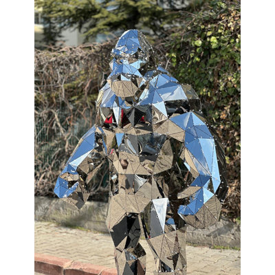 Modern 3D Metal King Kong Gorilla Sculpture - Outdoor & Indoor Freestanding Accent